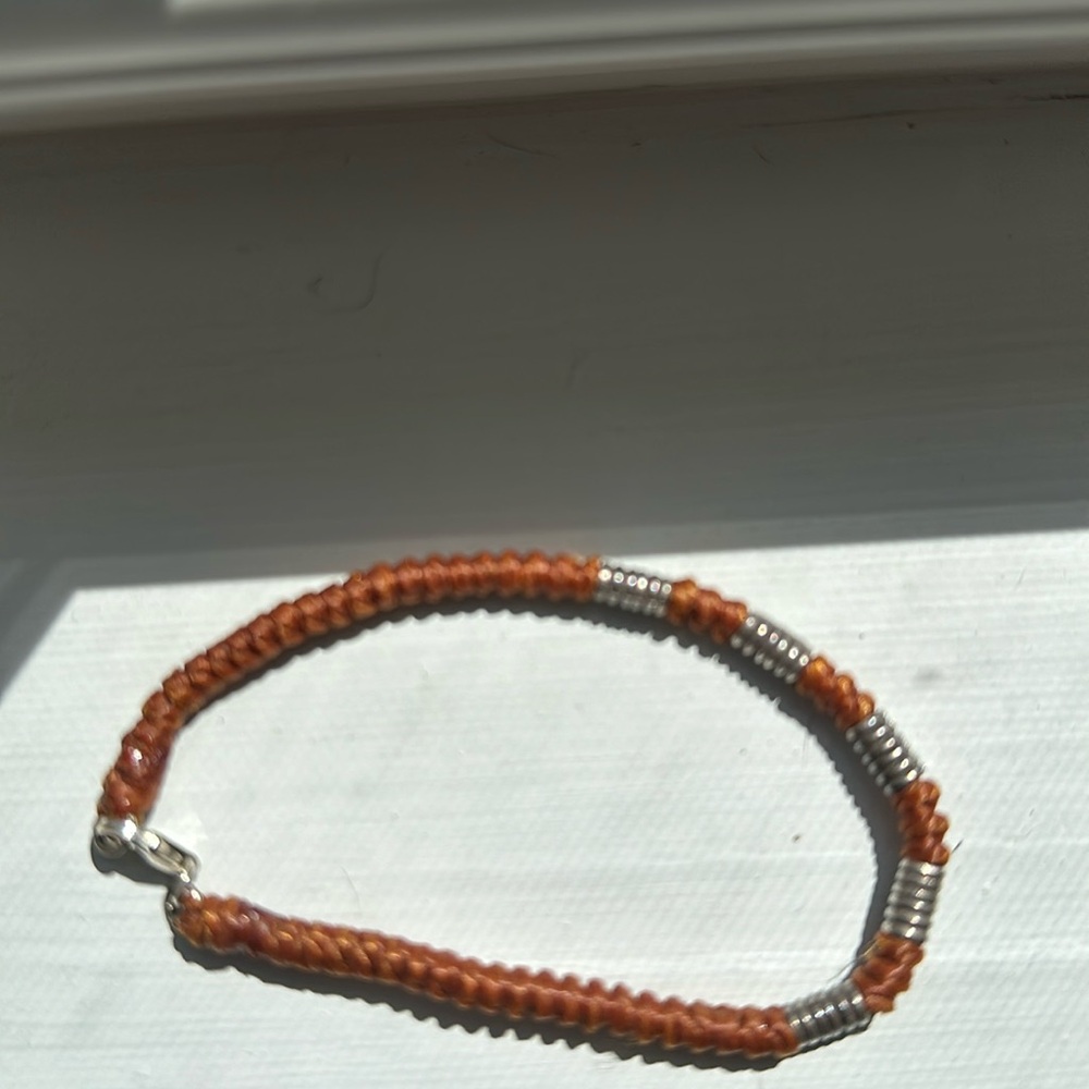 Leather and metal bracelet